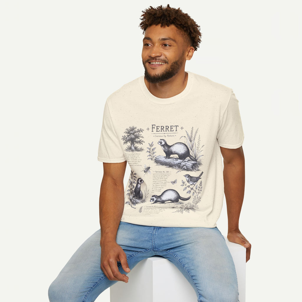 Ferret Vintage Anatomy T-Shirt — Botanical Wildlife Tee