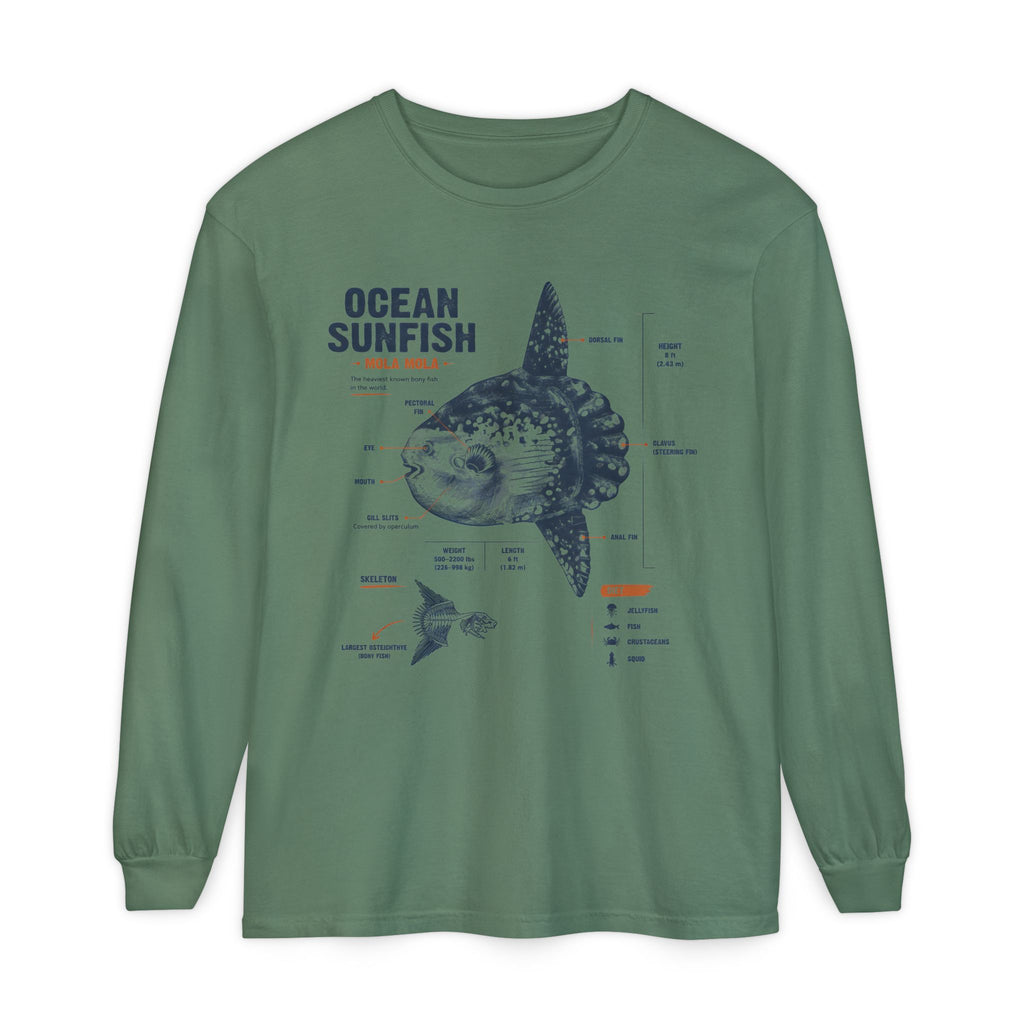 Sunfish Anatomy Long Sleeve Tee — Ocean Sunfish Diagram Shirt