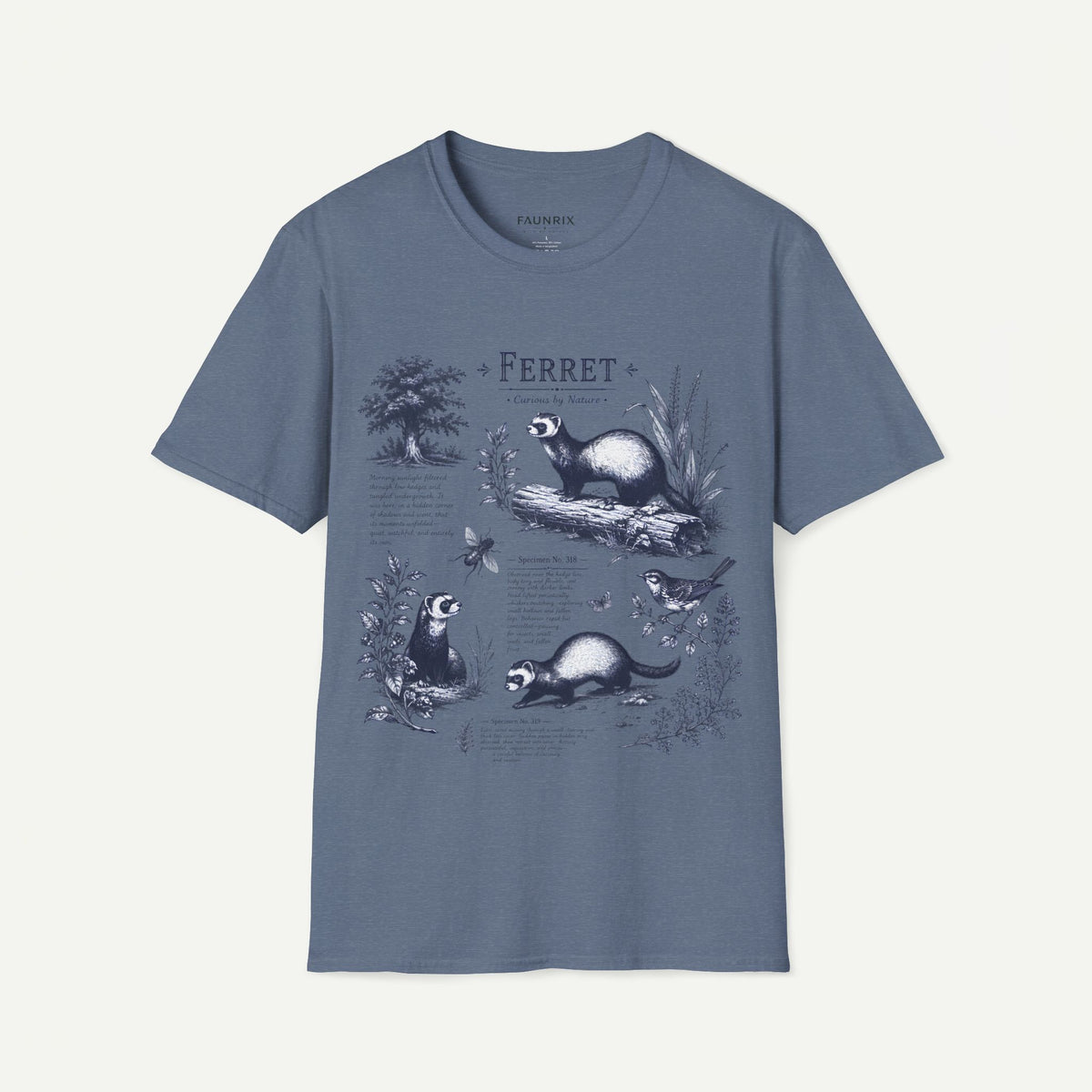 Ferret Vintage Anatomy T-Shirt — Botanical Wildlife Tee