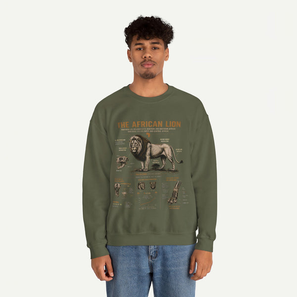 African Lion Anatomy Crewneck Sweatshirt