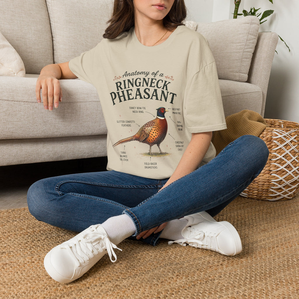 Ringneck Pheasant Anatomy T-Shirt — Illustrated Bird Diagram Tee