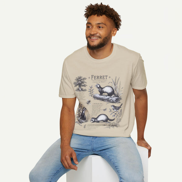 Ferret Vintage Anatomy T-Shirt — Botanical Wildlife Tee