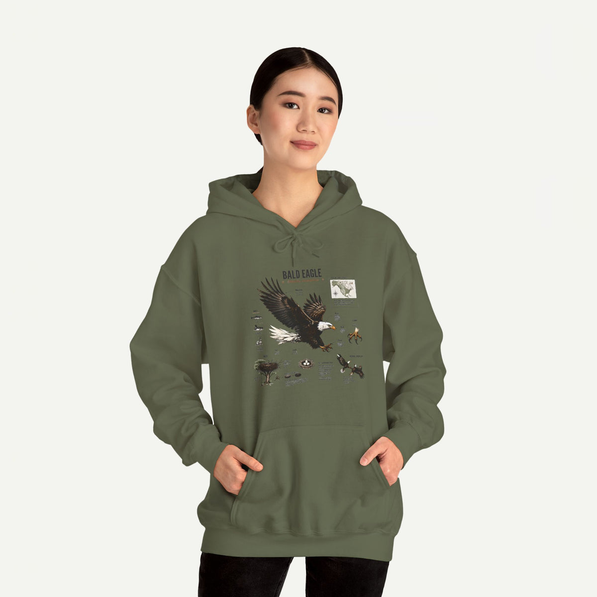 Eagle Graphic Hoodie — Bald Eagle Nature Print Sweatshirt