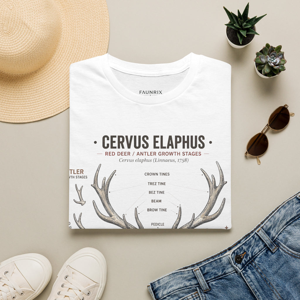 Deer Antler Anatomy T-Shirt — 'Cervus Elaphus' Educational Graphic