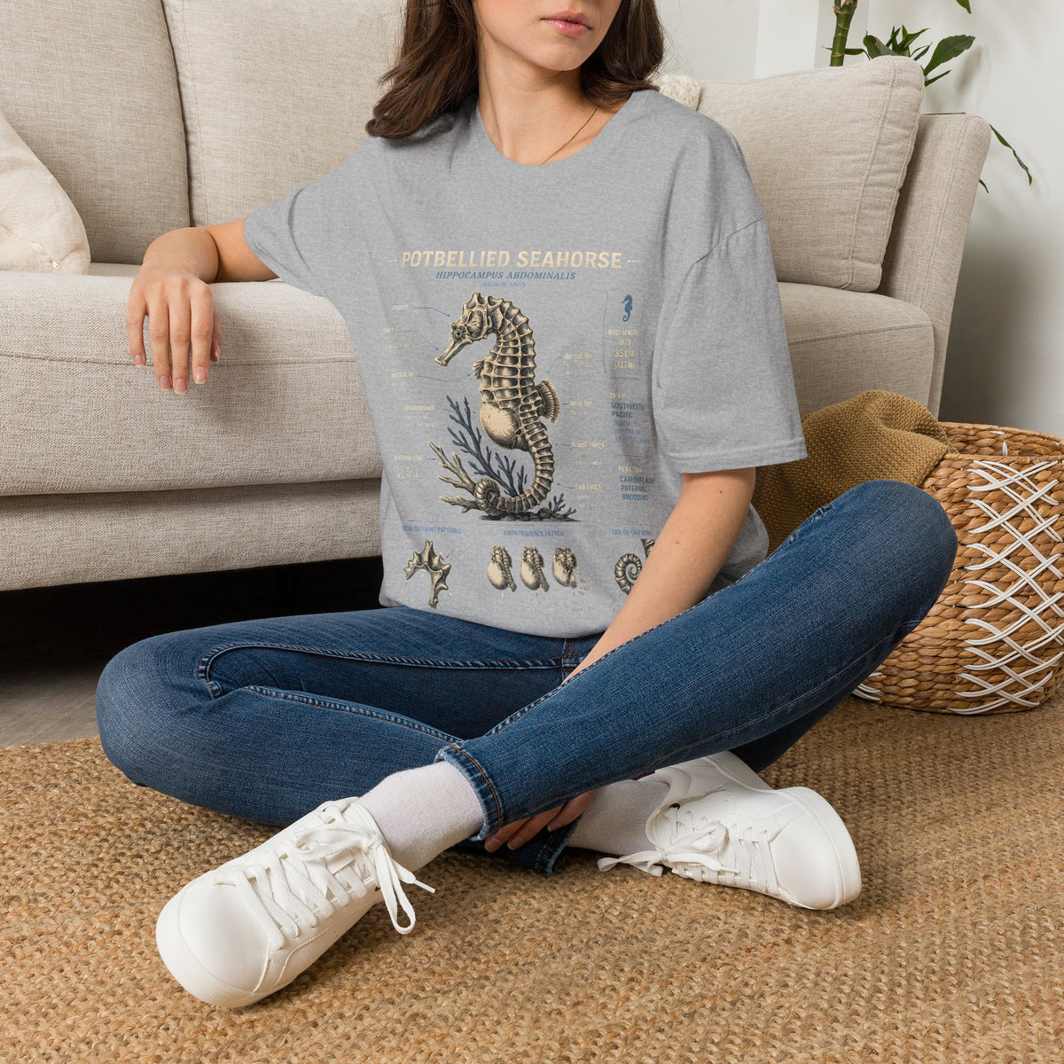 Seahorse Anatomy T-Shirt — Vintage Potbellied Seahorse Illustration