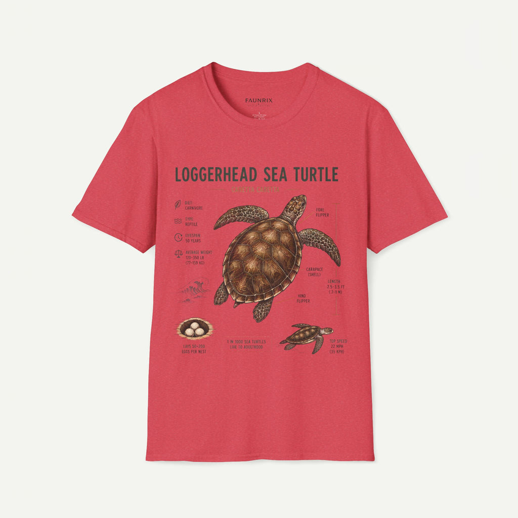 Sea Turtle Anatomy  T-Shirt — "Loggerhead Sea Turtle" Vintage Nature Graphic Tee