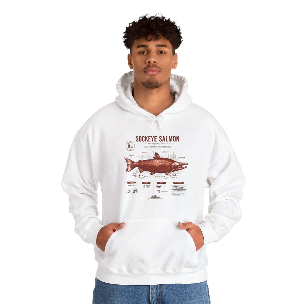 Sockeye Salmon Anatomy Hoodie — Fishing Chart Graphic Sweatshirt