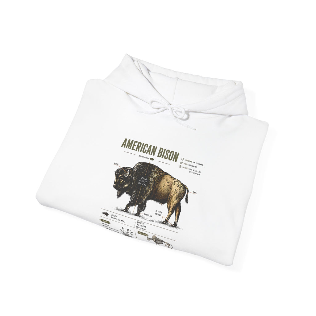 Bison Anatomy Hoodie — American Bison Illustration & Facts Sweatshirt