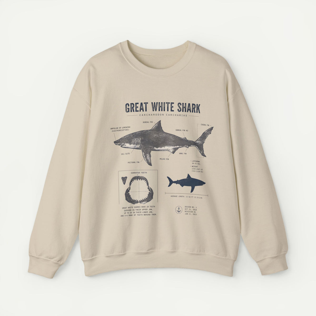 Great White Shark Anatomy Sweatshirt