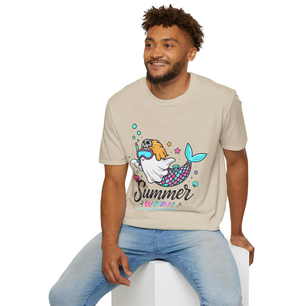 Mermaid Ghost Summerween T-Shirt — Cute Halloween Summer Mashup Tee