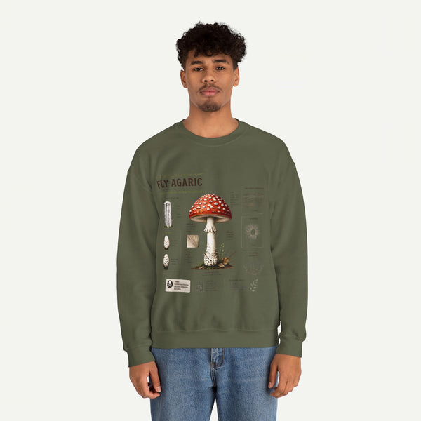 Fly Agaric Mushroom Anatomy Sweatshirt — Botanical Mycology Illustration Crewneck
