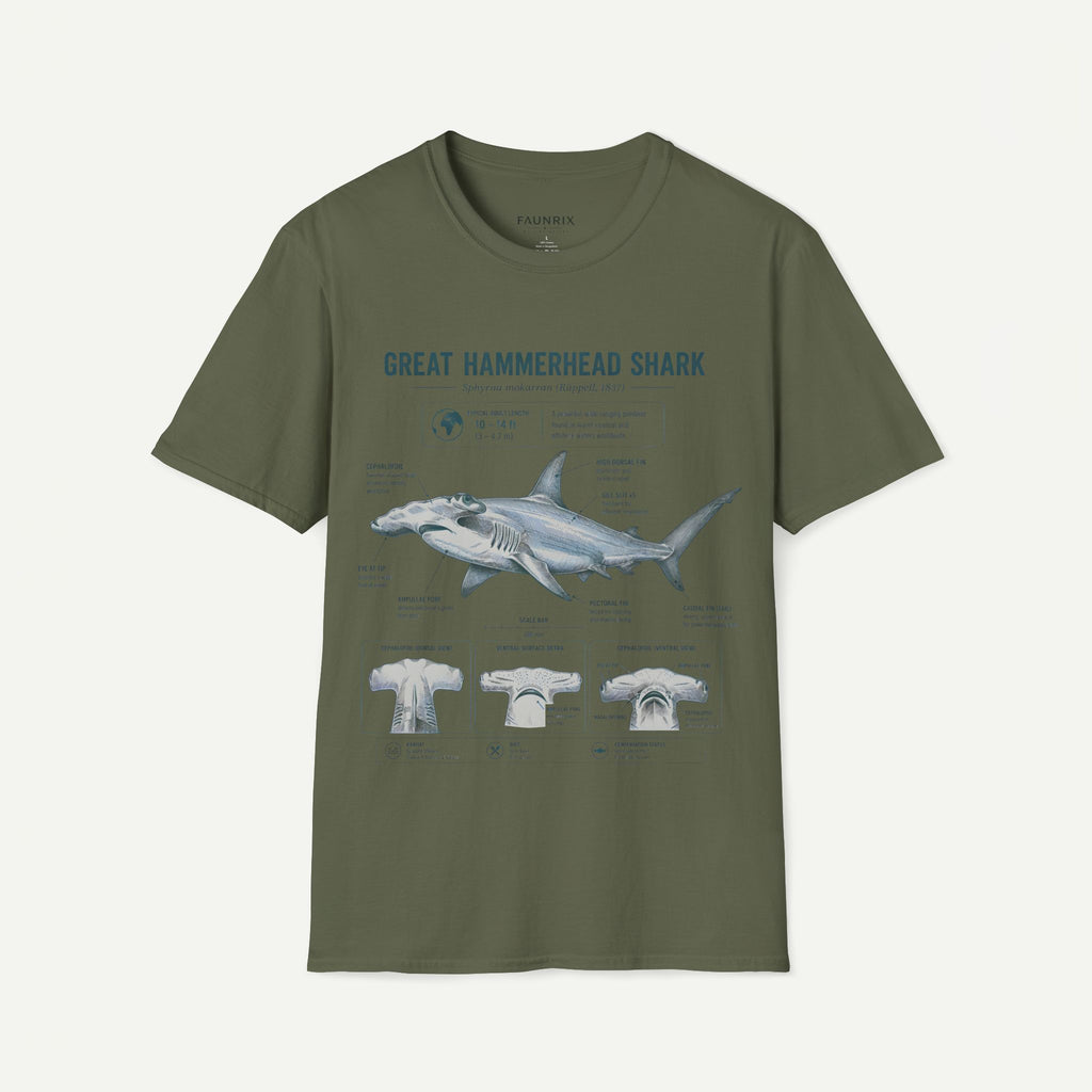 Hammerhead Shark Anatomy T-Shirt — Great Hammerhead Educational Tee