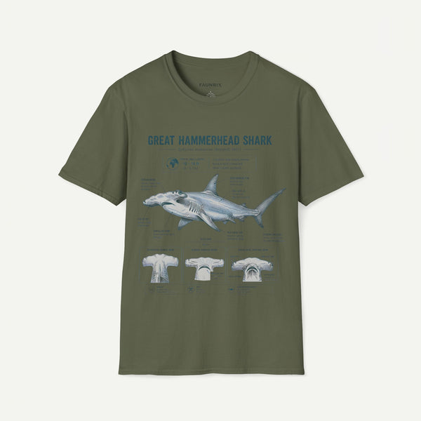 Hammerhead Shark Anatomy T-Shirt — Great Hammerhead Educational Tee