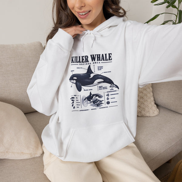 Killer Whale Anatomy Hoodie — Orca Scientific Diagram Sweatshirt