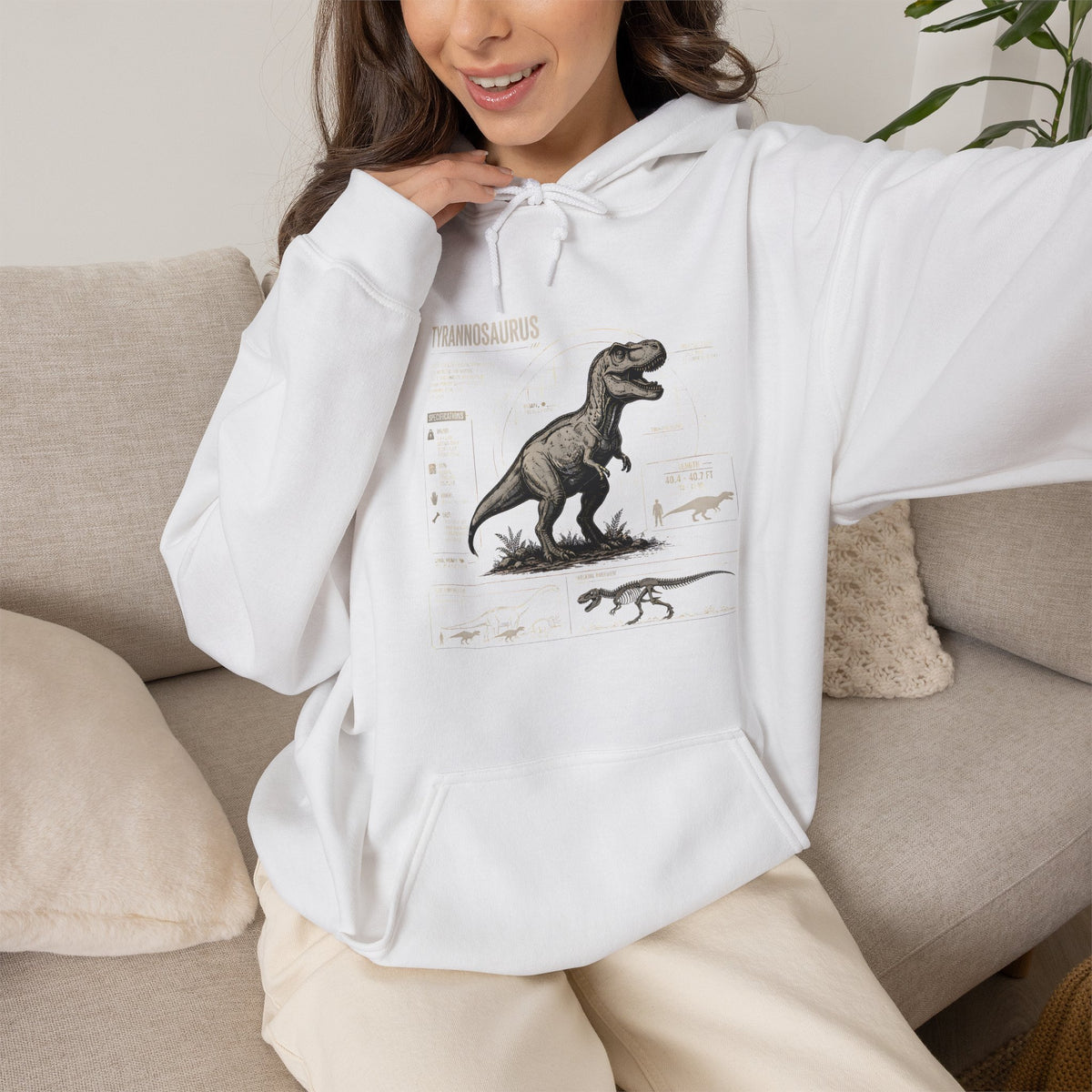 T‑Rex Anatomy Hoodie — Vintage Dinosaur Anatomy Sweatshirt