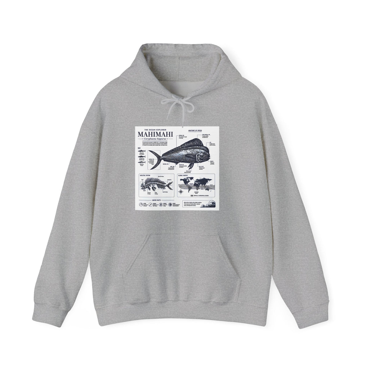 Mahi Mahi Fish Anatomy Hoodie — Illustrated Marine Biology Pullover