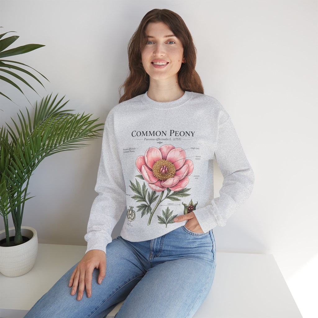 Peony Botanical Sweatshirt — "Common Peony" Floral Crewneck