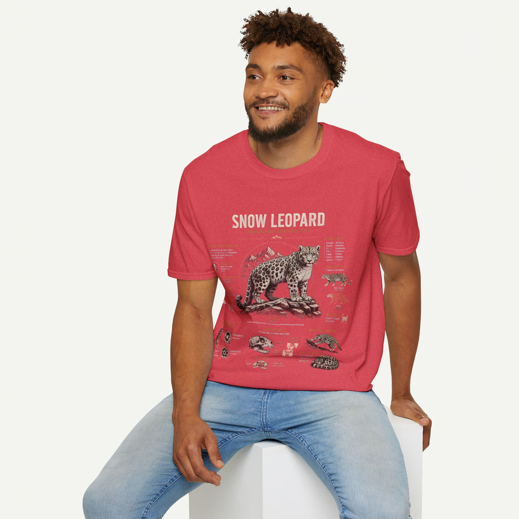 Snow Leopard Anatomy T-Shirt — Vintage Wildlife Illustration Tee