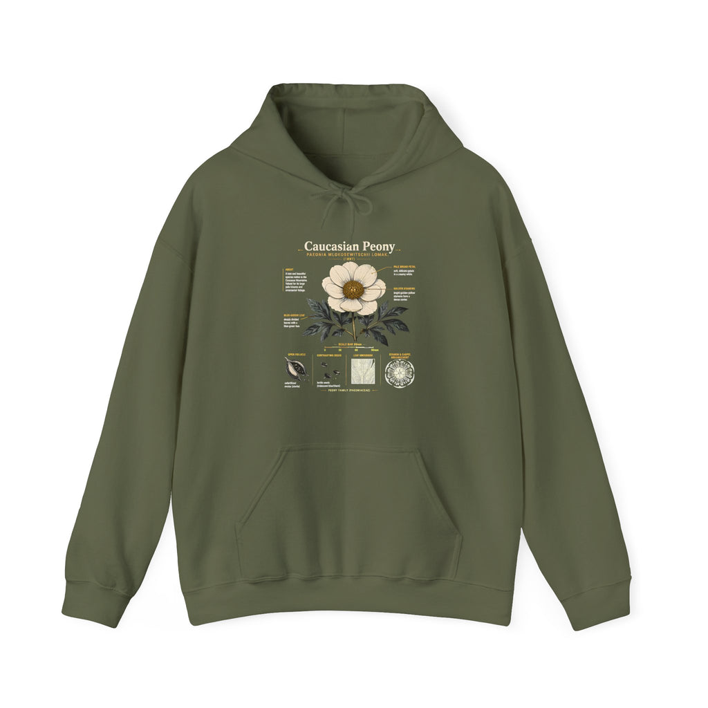 Magnolia Botany Hoodie — 'Caucasian Peony' Floral Diagram Hooded Sweatshirt