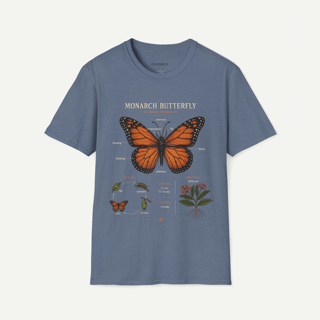 Monarch Butterfly Anatomy T-Shirt — Vintage Nature Illustration Tee