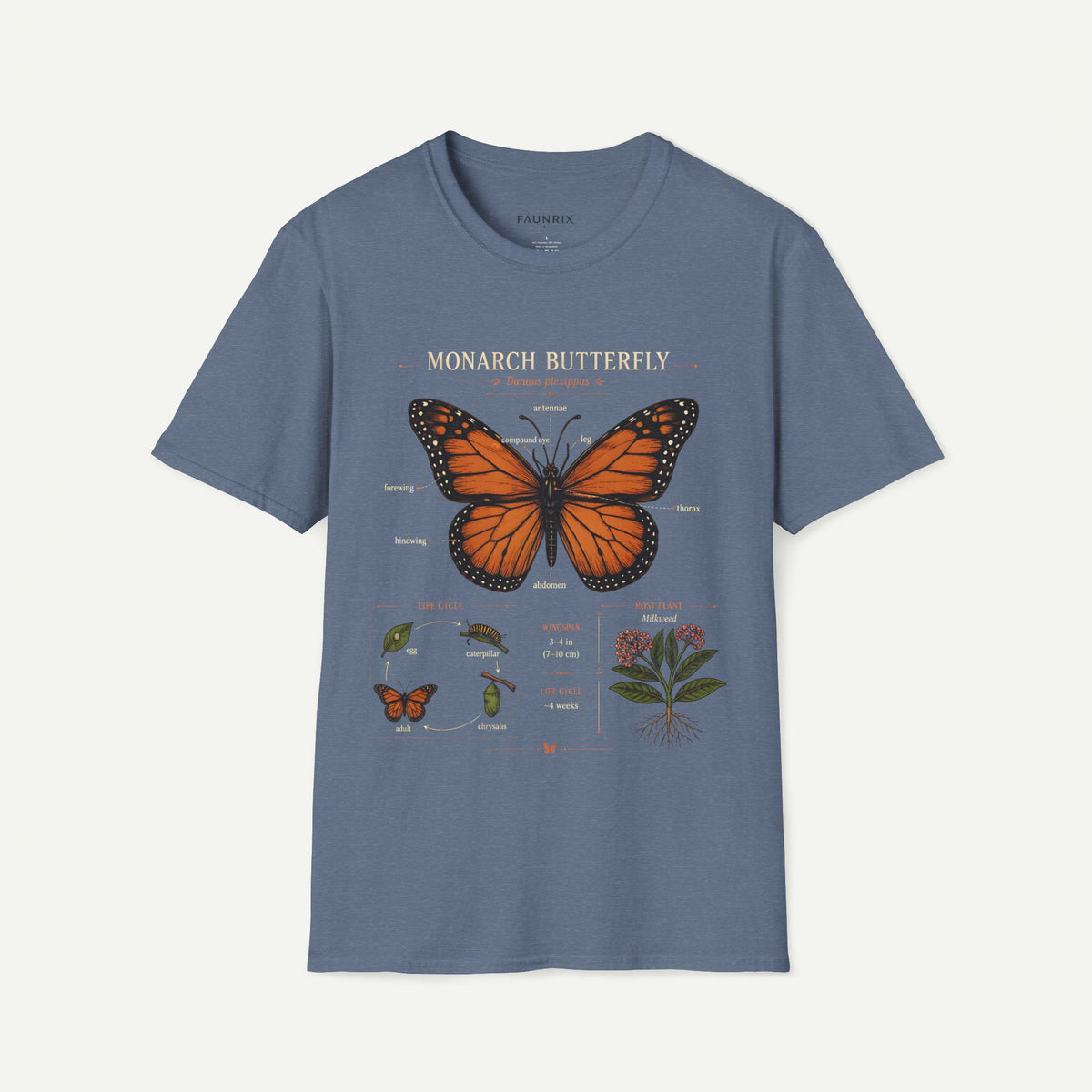 Monarch Butterfly Anatomy T-Shirt — Vintage Nature Illustration Tee