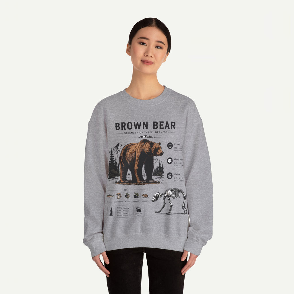 Brown Bear Anatomy Sweatshirt — Wildlife Illustration Graphic Sweatshirt