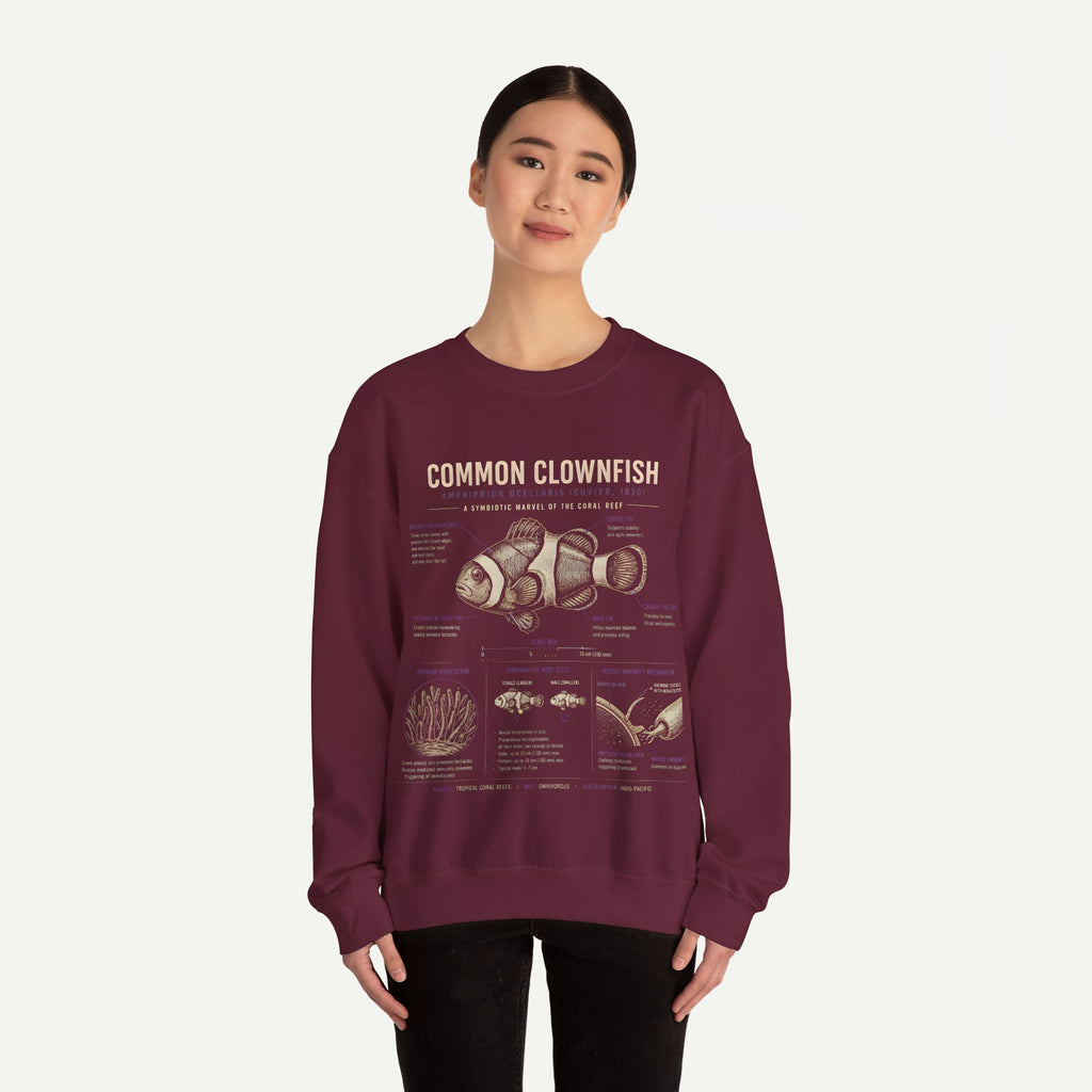 Common Clownfish Anatomy Sweatshirt – Marine Biology Graphic Pullover