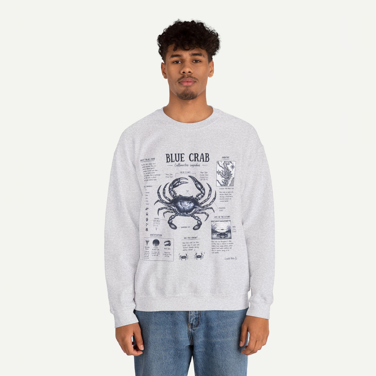 Blue Crab Anatomy Sweatshirt