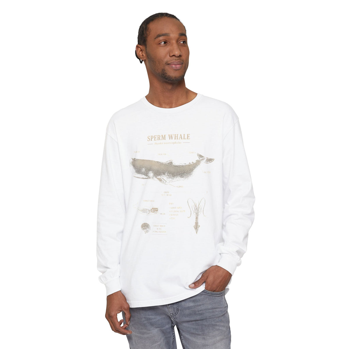 Sperm Whale Anatomy Long Sleeve Tee — Marine Life Graphic Shirt