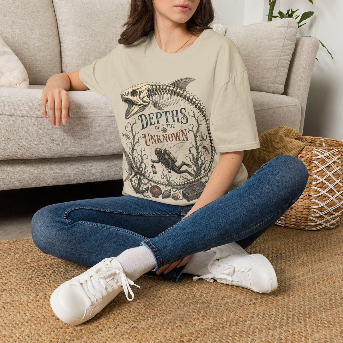 Depths of the Unknown Fish Skeleton T-Shirt
