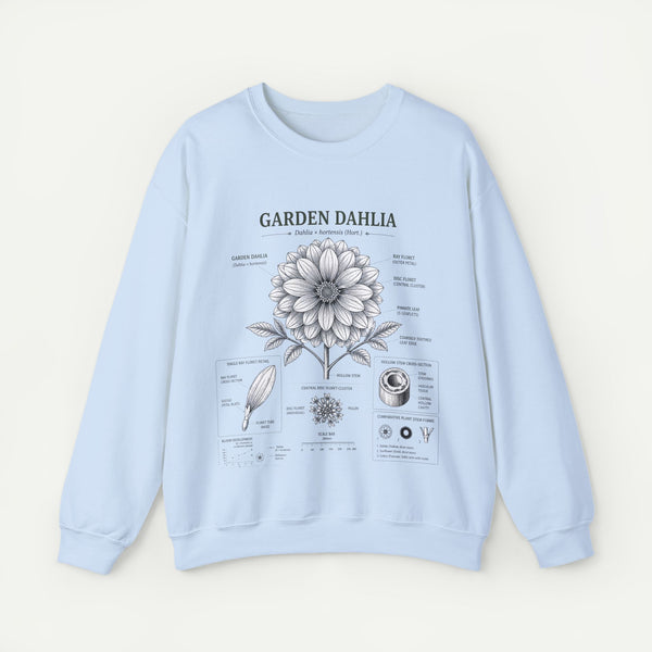 Dahlia Botanical Sweatshirt — Garden Dahlia Floral Diagram Crewneck