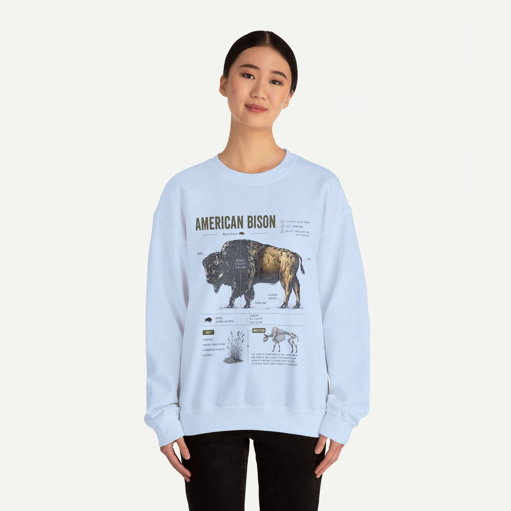 American Bison Anatomy Sweatshirt — Vintage Wildlife Illustration Crewneck