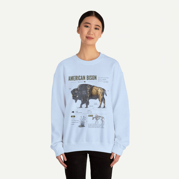 American Bison Anatomy Sweatshirt — Vintage Wildlife Illustration Crewneck