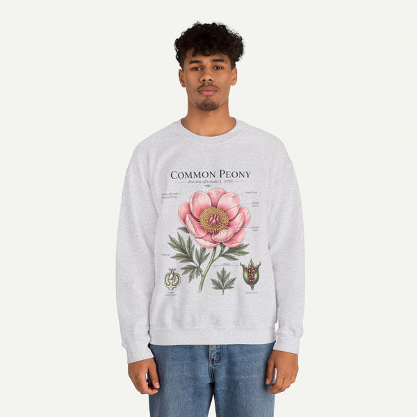 Peony Botanical Sweatshirt — "Common Peony" Floral Crewneck