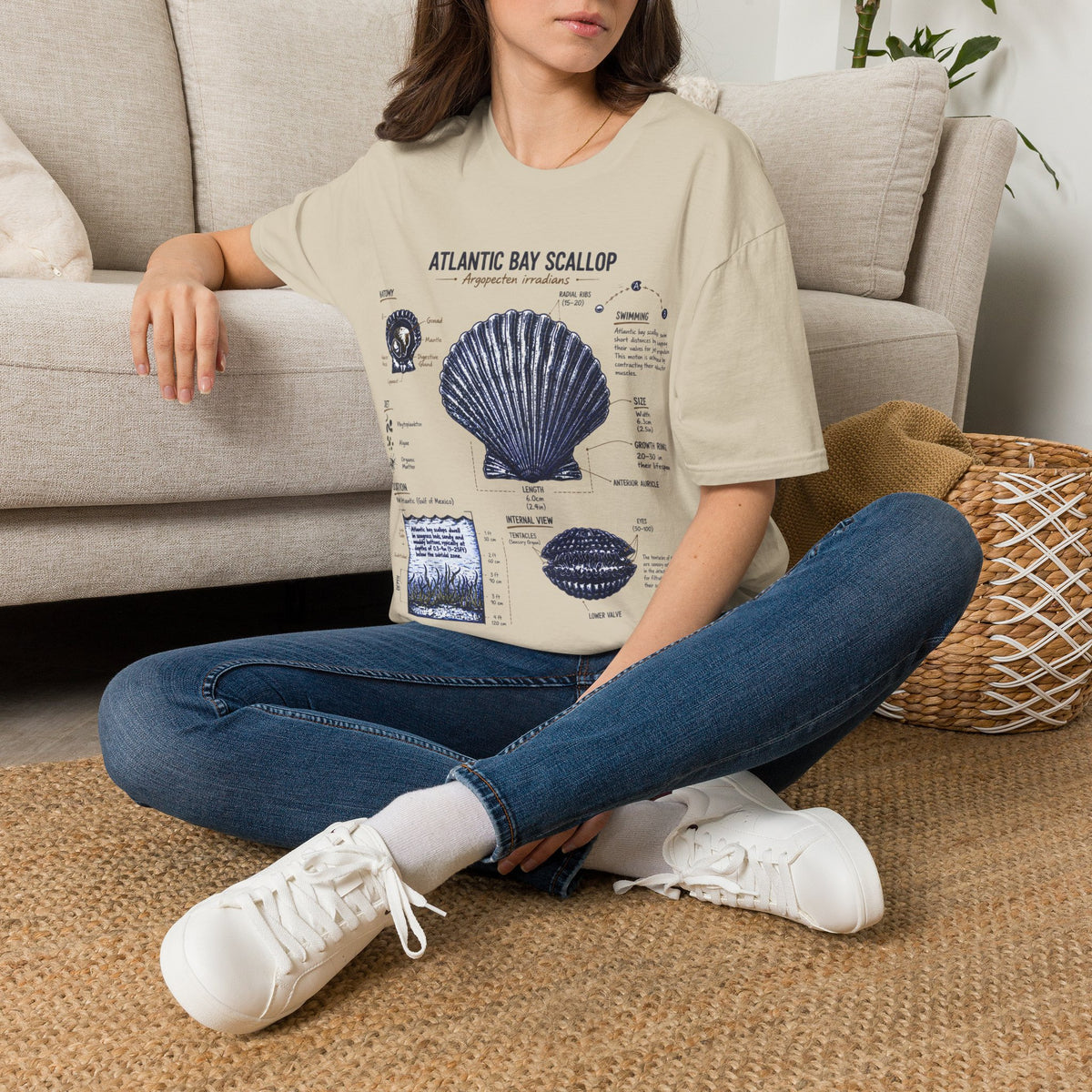 Scallop Shell Anatomy T‑Shirt — Atlantic Bay Scallop Illustration Tee
