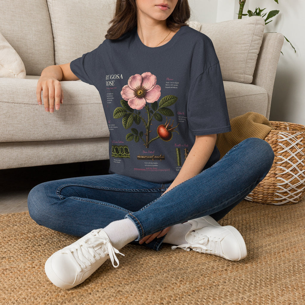 Botanical Rose Anatomy T-Shirt – Vintage Floral Illustration Tee