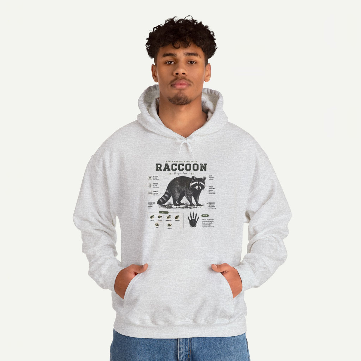Raccoon Anatomy Hoodie — Vintage Wildlife Illustration Sweatshirt