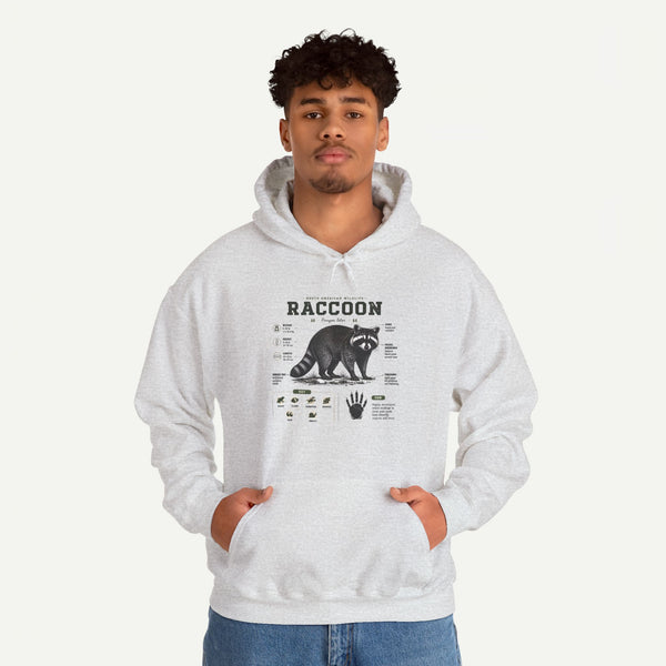 Raccoon Anatomy Hoodie — Vintage Wildlife Illustration Sweatshirt