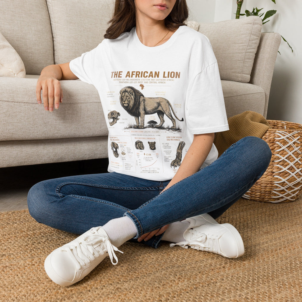 African Lion Anatomy T-Shirt — Vintage Wildlife Illustration Tee