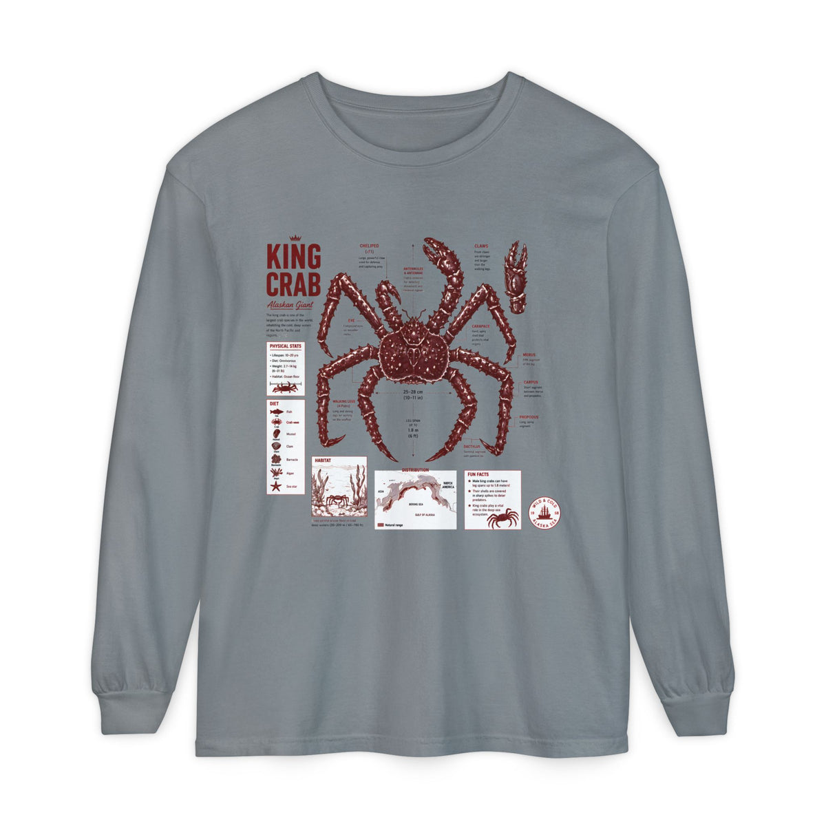 King Crab Anatomy Long Sleeve T-Shirt