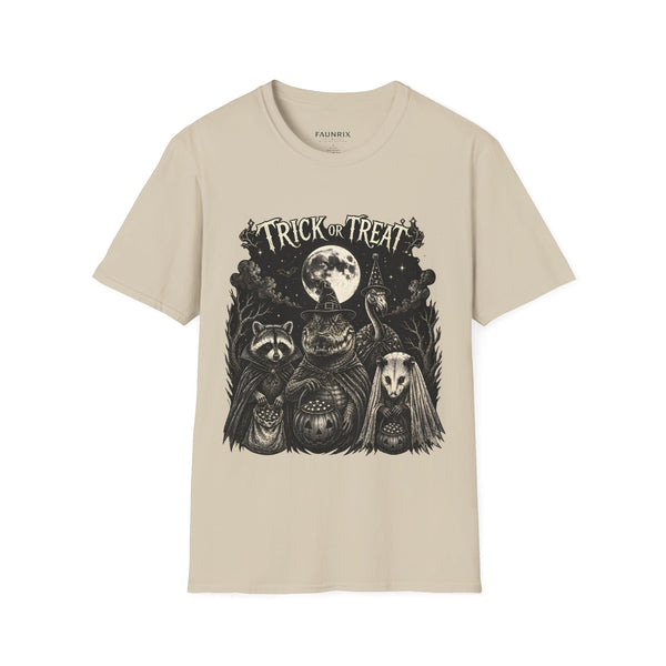 Halloween 'Trick or Treat' T-Shirt — Spooky Moon & Creatures Graphic