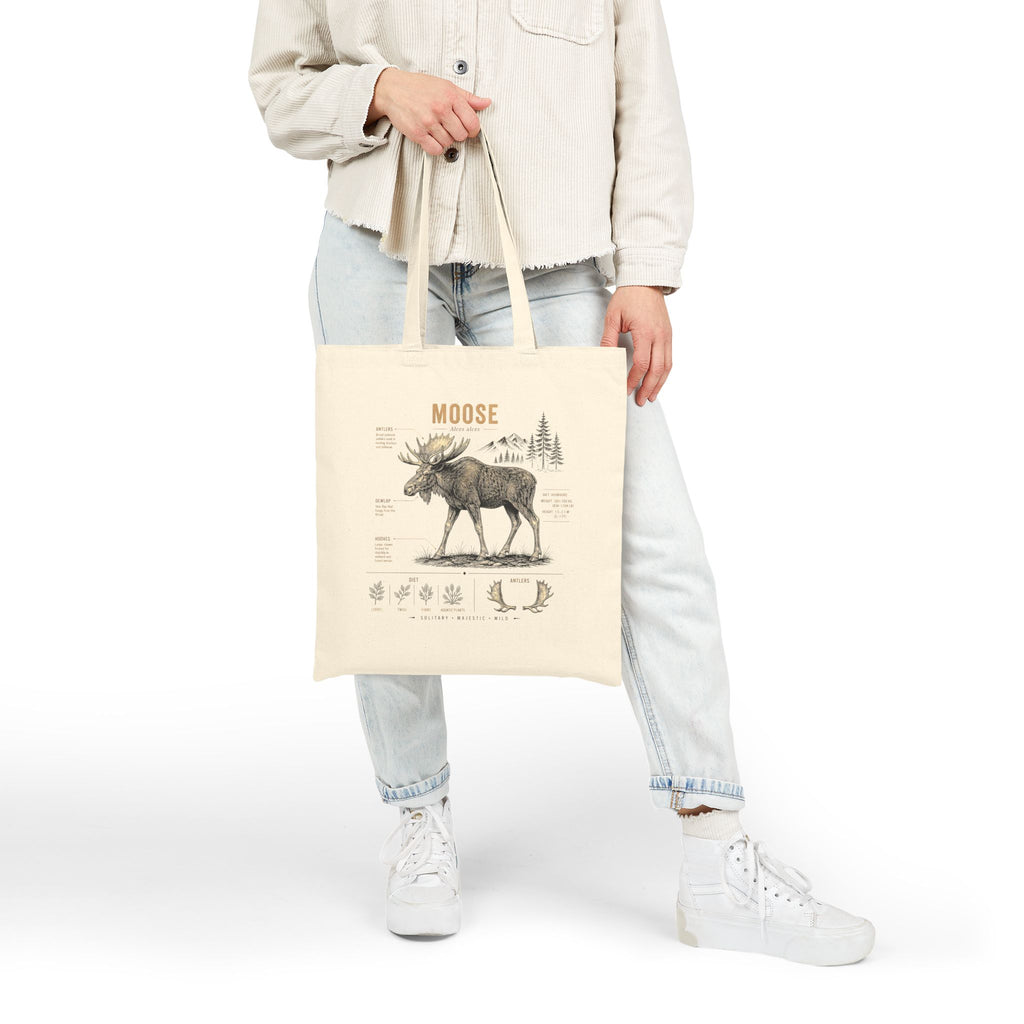 Moose Anatomy Canvas Tote Bag — Vintage Wildlife Illustration Eco Shopper