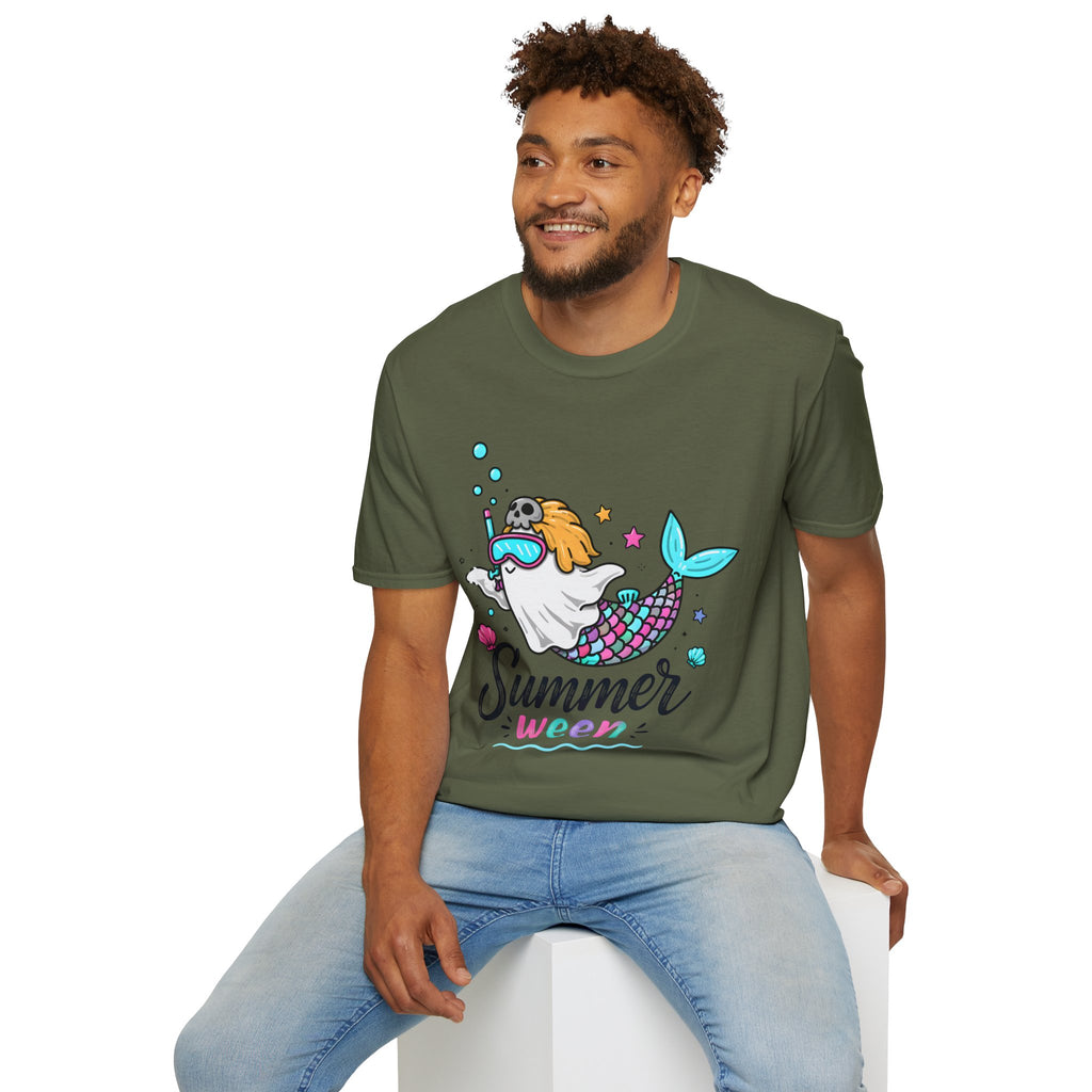 Mermaid Ghost Summerween T-Shirt — Cute Halloween Summer Mashup Tee