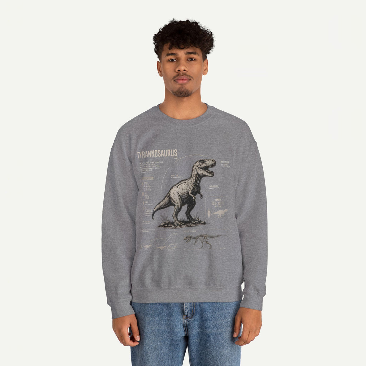 Tyrannosaurus Anatomy Sweatshirt — Vintage Dino Diagram Pullover