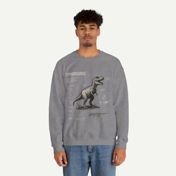 Tyrannosaurus Anatomy Sweatshirt — Vintage Dino Diagram Pullover