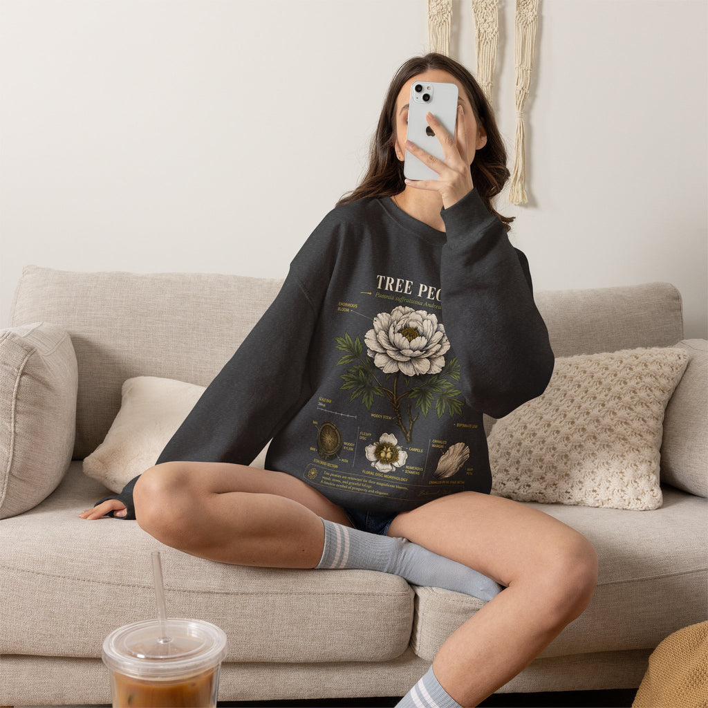 Tree Peony Botanical Sweatshirt — Vintage Flower Anatomy Crewneck
