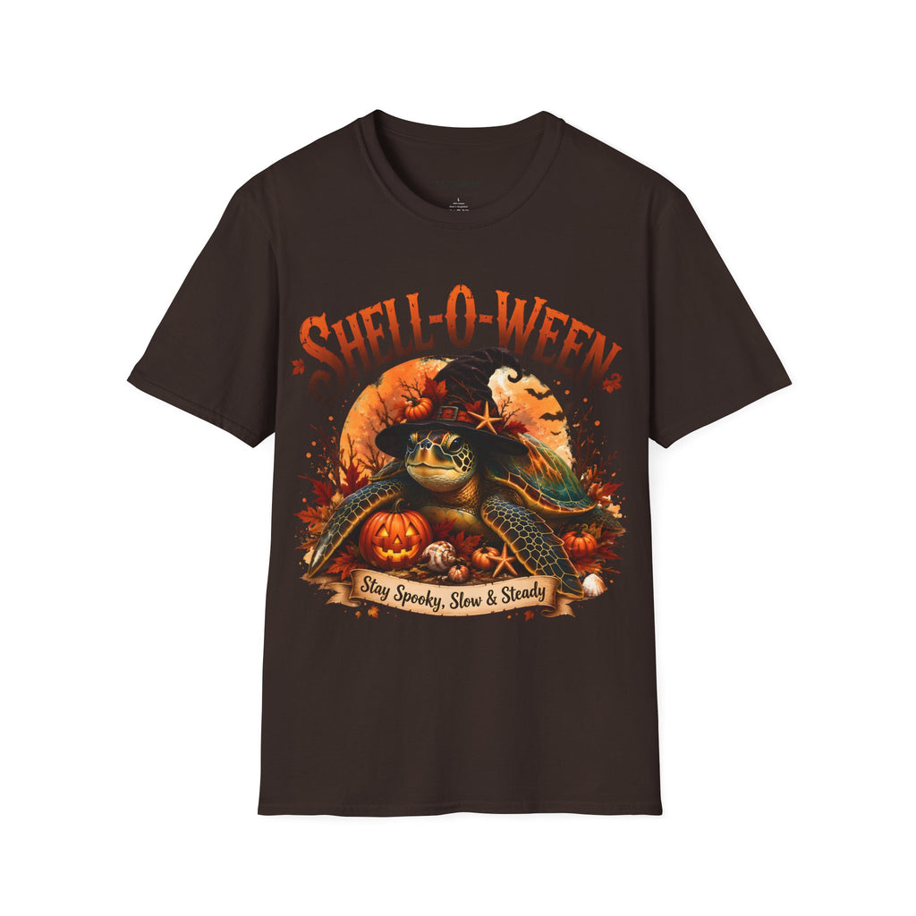 Shell-O-Ween T-Shirt — Spooky Pumpkin Witch Halloween Tee