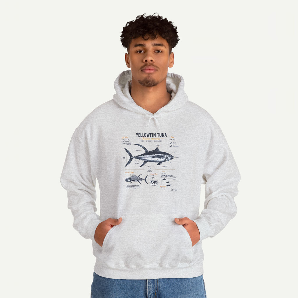 Yellowfin Tuna Anatomy Hoodie — Fishing Diagram Sweatshirt