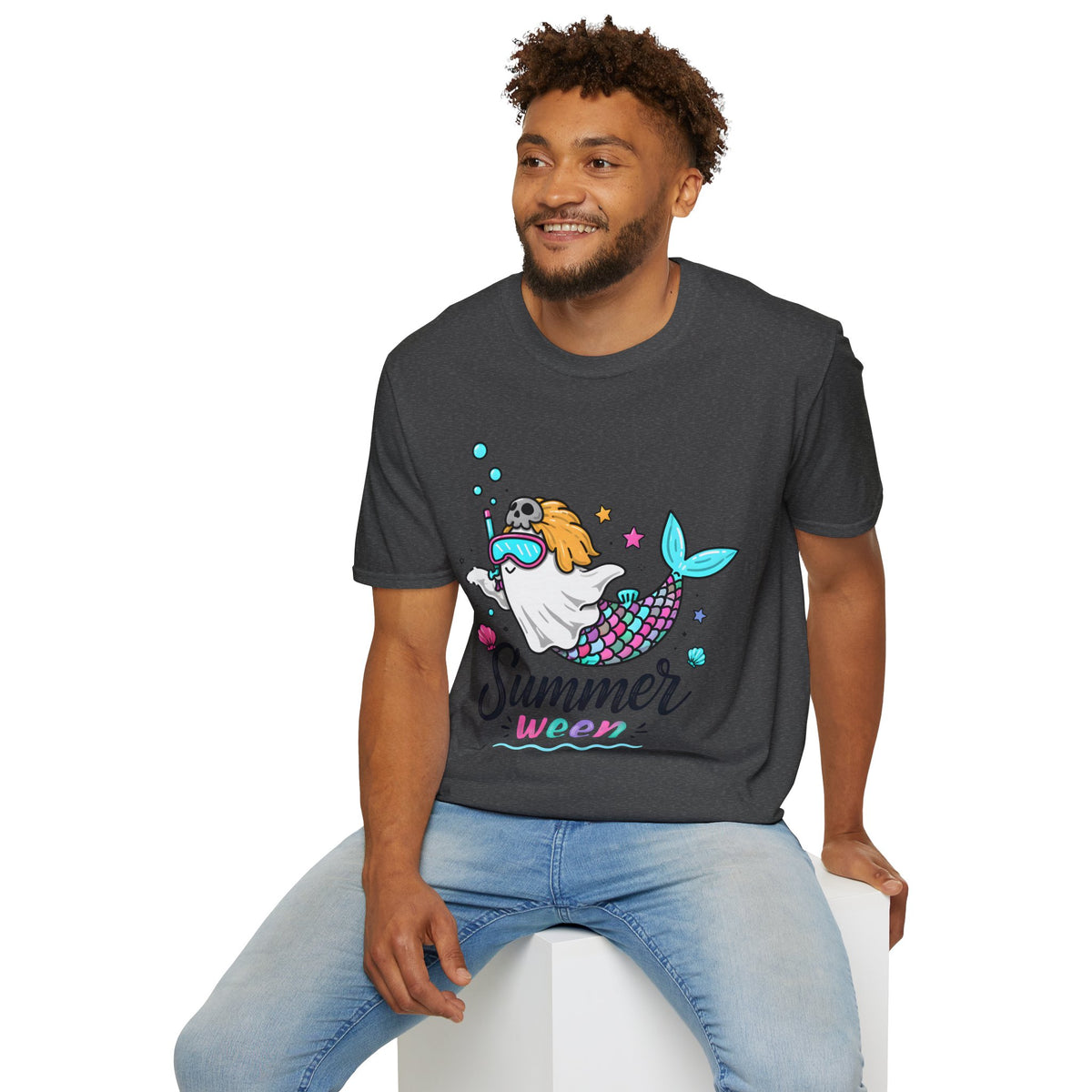 Mermaid Ghost Summerween T-Shirt — Cute Halloween Summer Mashup Tee
