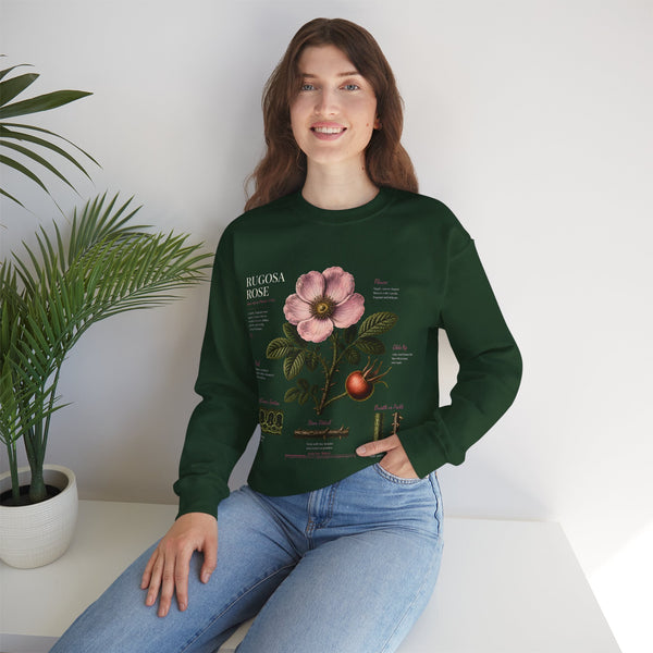 Botanical Rose Crewneck Sweatshirt – Vintage Floral Illustration